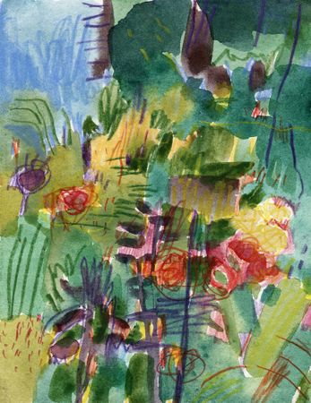 Олег Агафонов (Авторская графика - 
                  13.5 x 17 см) Город-сад (палисадник)