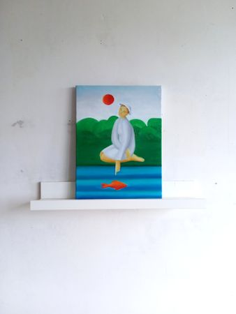 Саша Катинаускиене (Картина, живопись - 
                  30 x 40 см) Красная рыба в синей реке