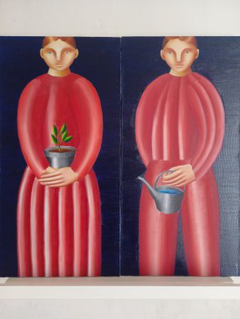 Саша Катинаускиене (Картина, живопись - 
                  60 x 60 см) Садовники. Диптих