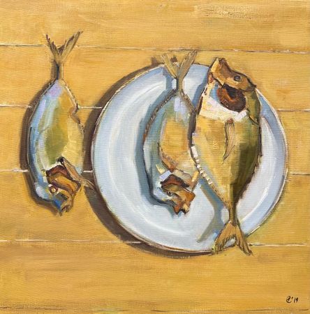 Екатерина Феоктистова (Картина, живопись - 
                  60 x 60 см) Рыбки