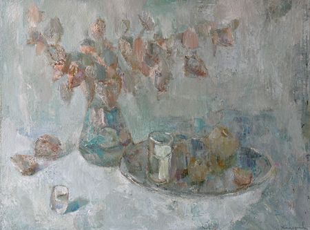 Илья Хахарев (Картина, живопись - 
                  80 x 60 см) Серебристый натюрморт