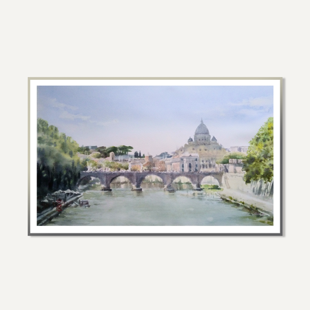 Александр Кормилицын (Авторская графика - 
                  42 x 25.5 см) Мост через Тибр. Рим
