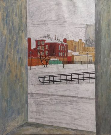 Александра Егорова (Картина, живопись - 
                  50 x 60 см) Домики в окне