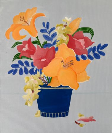 Елена Королева (Картина, живопись - 
                  50 x 60 см) Букет с желтыми лилиями