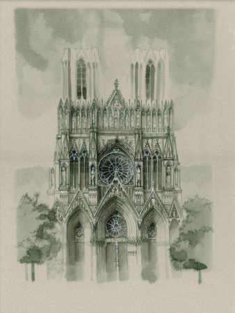 Виктория Севастьянова (Авторская графика - 
                  30 x 40 см) Нотр Дам в Реймсе