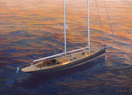 Антон Гревцев (Картина, живопись - 
                  70 x 50 см) Шхуна Dona Francisca