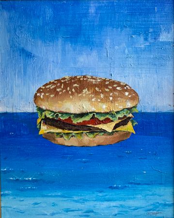 Остап Бакин (Картина, живопись - 
                  46 x 56 см) Бургер и море