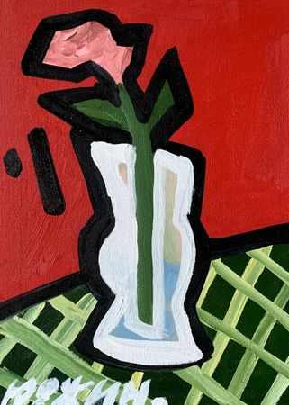 Юджин (Картина, живопись - 
                  25 x 35 см) Красный с зеленой скатертью