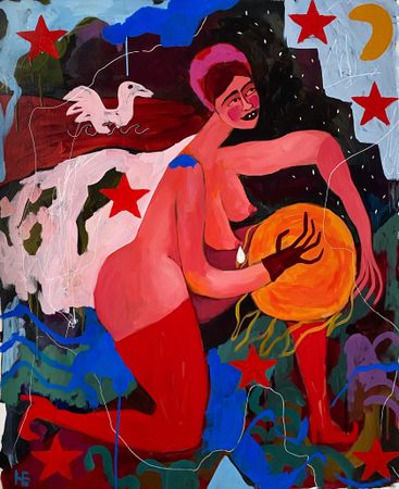Катя Никитина (Картина, живопись - 
                  100 x 120 см) Возвращая солнце на небосвод