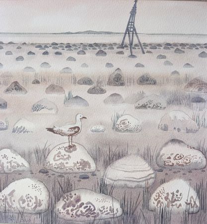 Екатерина Маланьина (Авторская графика - 
                  34 x 40 см) Камни, море, туман...