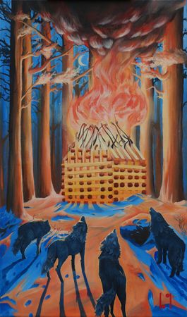 Константин Белоусов (Картина, живопись - 
                  40 x 70 см) Спичечный домик