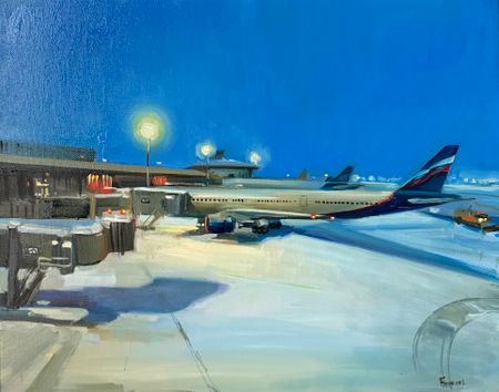 Ольга Бронских (Картина, живопись - 
                  50 x 40 см) Ночные огни аэропорта