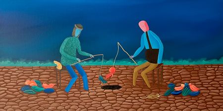 Леша Мелки (Картина, живопись - 
                  80 x 40 см) Ловись рыбка большая и маленькая