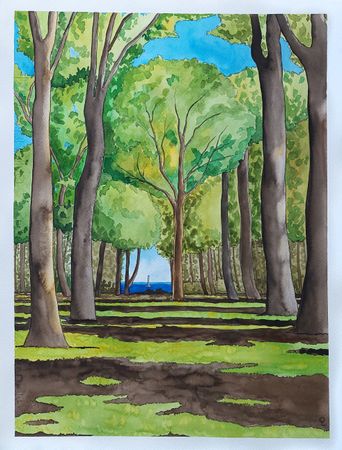 Оливия Лем (Авторская графика - 
                  37 x 50 см) Море играет в прятки