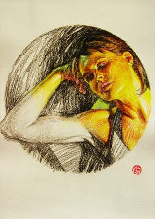 Алан Хатагты (Авторская графика - 
                  29 x 42 см) Аллегорическое тондо