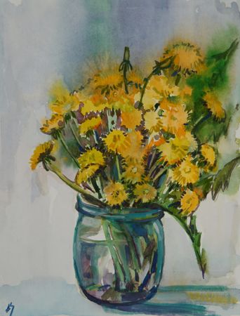 Елена Санина (Авторская графика - 
                  24 x 32 см) Желтый букет