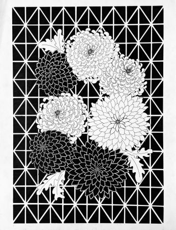 Марина Астахова (Авторская графика - 
                  50 x 65 см) Цветы монохром II