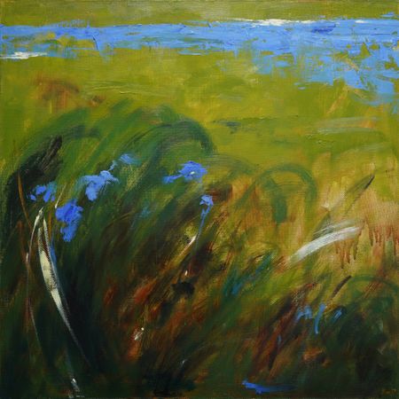 Нина Долгополова (Картина, живопись - 
                  60 x 60 см) Голубое на зеленом