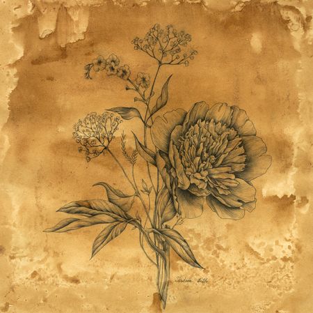 ELENA SKUTOVA (Авторская графика - 
                  57 x 57 см) Flowers #1