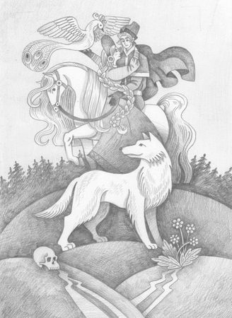 Витана Маковская (Авторская графика - 
                  21 x 29.7 см) Серый волк