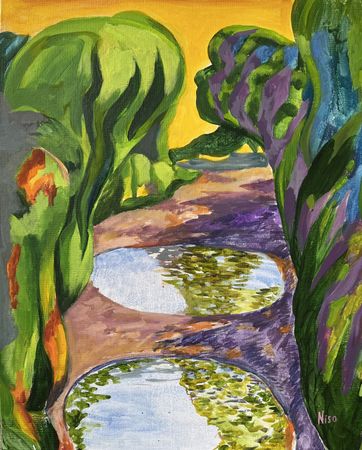 Нисо Атаханова (Авторская графика - 
                  40 x 50 см) Лужи