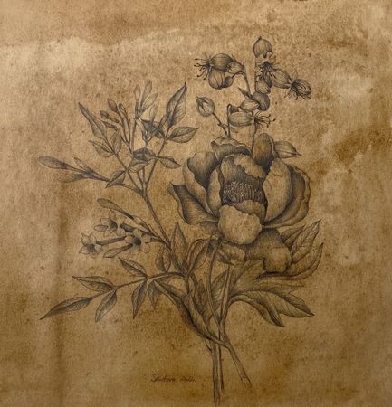 ELENA SKUTOVA (Авторская графика - 
                  57 x 57 см) Flowers #3