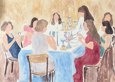 Наталья Чобанян (Картина, живопись - 
                  150 x 110 см) Званый ужин с подругами