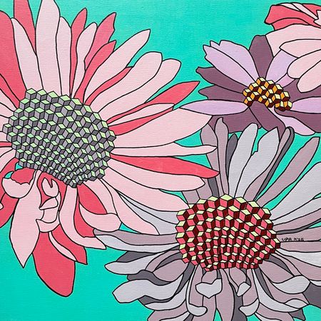 Ира Куб (Картина, живопись - 
                  60 x 60 см) Астры