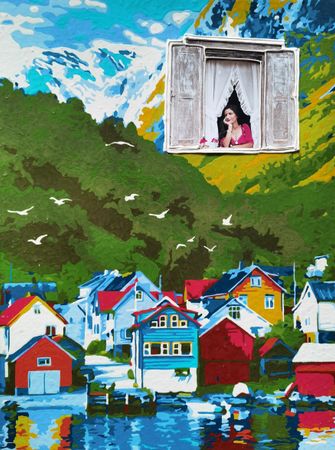 Ирина БАСТ (Авторская графика - 
                  28 x 38 см) Комната с видом на мечту