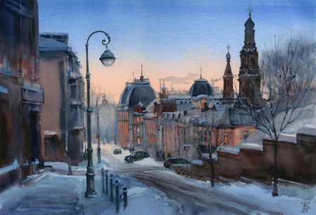 Виктория Севастьянова (Авторская графика - 
                  56 x 38 см) Снежная зима