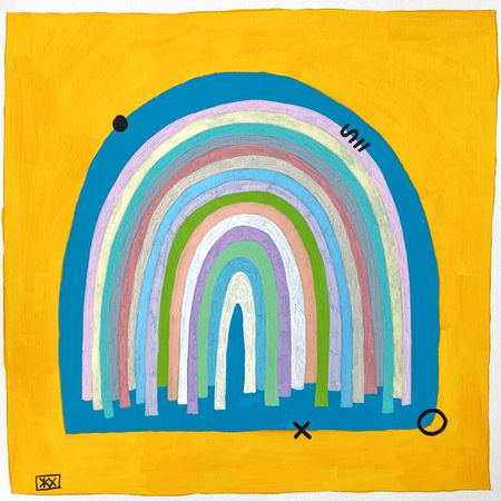 Женя Хитрова (Авторская графика - 
                  26 x 26 см) Желто-синее