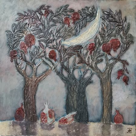 Зарина Абисалова (Картина, живопись - 
                  50 x 50 см) Гранатовый сон