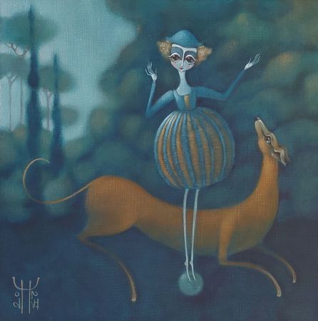 Наталья Чайковская (Картина, живопись - 
                  40 x 40 см) В нашем саду