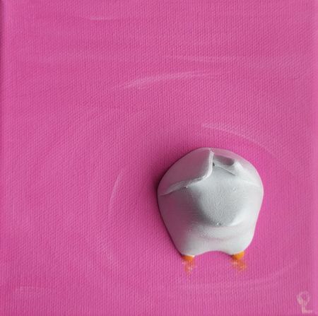 Оливия Лем (Картина, живопись - 
                  15 x 15 см) Гусь-искатель. Розовый