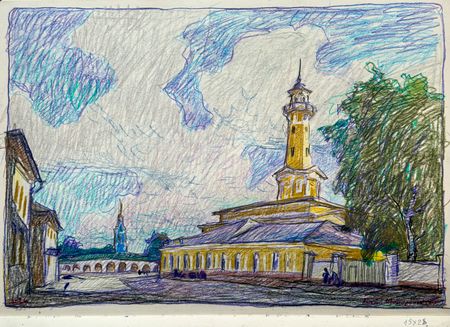 Алексей Щемелинский (Авторская графика - 
                  28 x 19 см) Зарисовка из альбома. Кострома