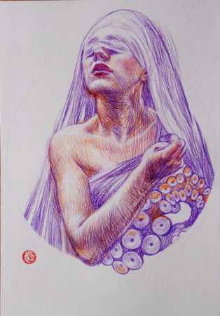 Алан Хатагты (Авторская графика - 
                  29 x 42 см) Аллегорическое тондо
