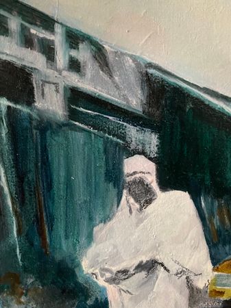 Елена Троянская (Картина, живопись - 
                  30 x 30 см) Ожидание такси