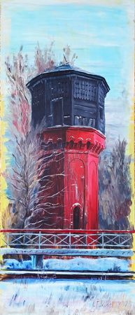 Семён Сомин (Картина, живопись - 
                  60 x 140 см) Водонапорка