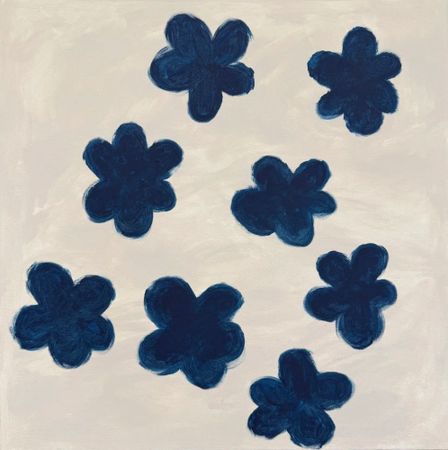 Саша Робинсон (Картина, живопись - 
                  60 x 60 см) Синие цветы в спокойном пространстве