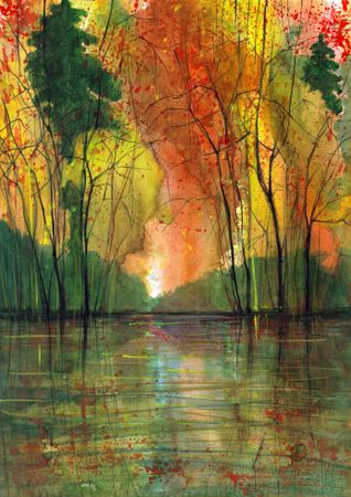 Алла Валежина (Авторская графика - 
                  30 x 42 см) Пламя осени
