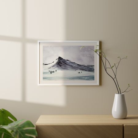 Светлана Юматова (Авторская графика - 
                  45 x 30 см) Горный зимний пейзаж #1