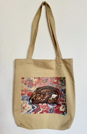 Алина Буглеева (Объект - 
                  37 x 37 см) Сумка-шопер с картиной "Оленёнок на ковре"