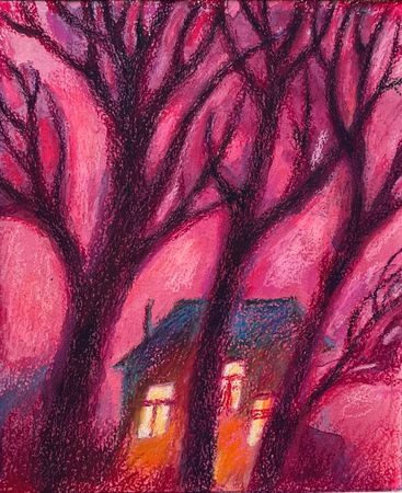 Анастасия Крушельницкая (Авторская графика - 
                  23 x 27.3 см) Домик в деревьях