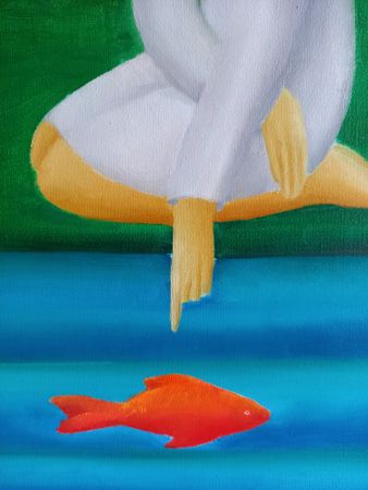 Саша Катинаускиене (Картина, живопись - 
                  30 x 40 см) Красная рыба в синей реке