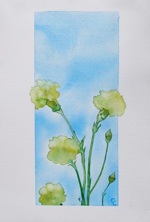 Оливия Лем (Авторская графика - 
                  25 x 35 см) Гвоздики вне рамок