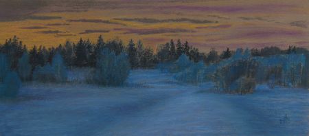 Александра Ларионова (Авторская графика - 
                  50 x 22 см) Синие сумерки