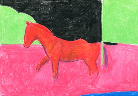 Олеся Лишаева (Авторская графика - 
                  30 x 21 см) Красный конь