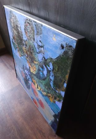 Игорь Крапарь-Щербаков (Картина, живопись - 
                  60 x 60 см) Подсолнухи с синими цветами