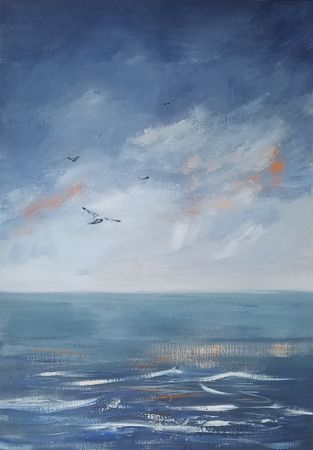 Светлана Юматова (Авторская графика - 
                  28 x 40 см) Неспокойное море