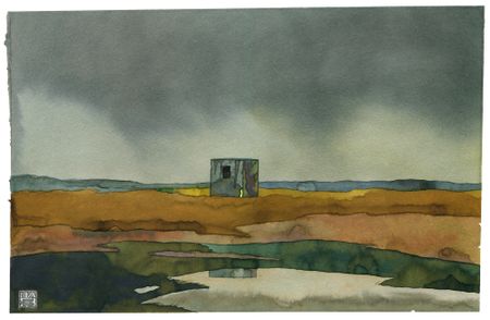Петр Захаров (Авторская графика - 
                  38 x 25 см) Пейзаж с лужей